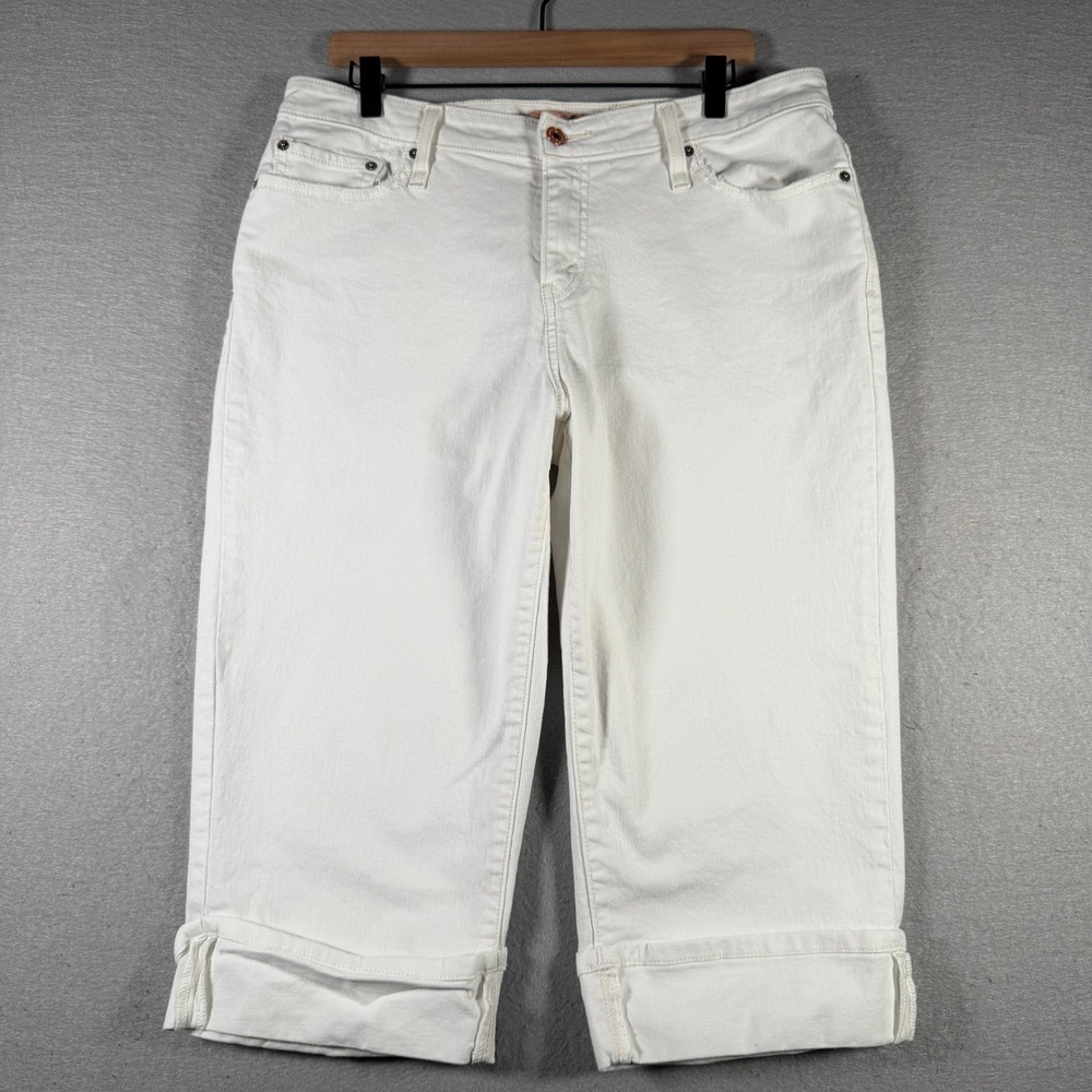 Vintage Levis 515 Capri Jeans Womens 16 White Denim Stretch‎ Mid Rise Cropped